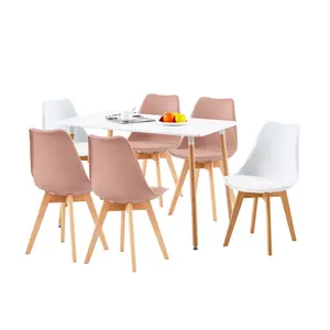 Nero Upholstered Dining Chair (Set of 6) Pink/White