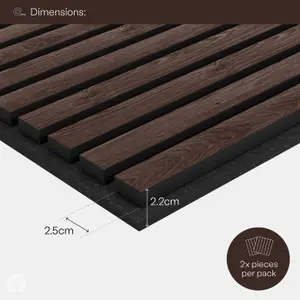 WVH 2x Essentials Wood Slat Acoustic Panel - Smoked Oak, 52cm x 52cm