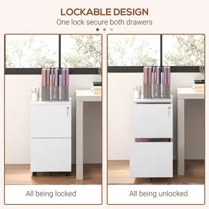 37cm Wide 2 -Drawer Mobile Steel File Cabinet White