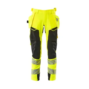 Mascot Accelerate Safe Trousers with Holster Pockets - Hi-Vis Yellow/Black   (29.5) (Leg Length - Regular)