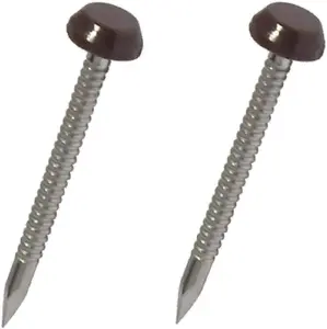 250 x Brown UPVC 40mm Poly Top Pins Nails Plastic Headed Fascia Fixings Polytop