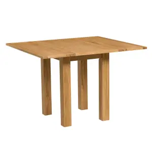 Hallowood Furniture Waverly Small Folding Table with 4 Ladder Back Oak Chairs with Beige Fabric Seats