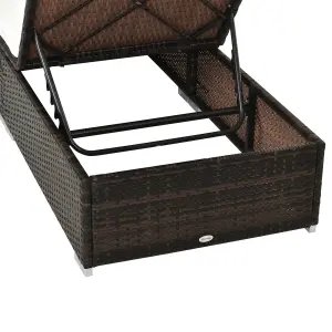 Outsunny Patio Rattan Chaise Lounge Garden Pool Wicker Sun Lounger Adjustable