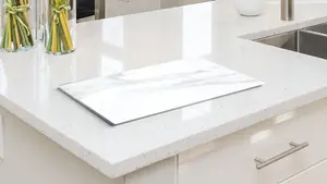 Glass Chopping Board White Marble 60x52cm Cutting Board Splashback Worktop Saver for Kitchen Hob Protection