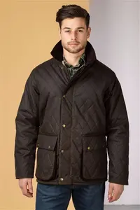 Rydale Men's Diamond Quilted Wax Jacket II - Olive S