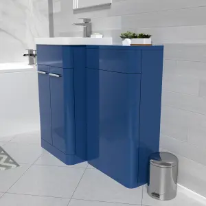 Nes Home Matt Blue 1000mm Freestanding Cabinet Ceramic Basin & WC Unit