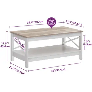 O'Kean 4 Legs Coffee Table with Storage Grey / Grey Wash