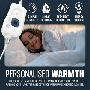 Single Electric Blanket 60Cm X 120Cm Under Bed Warm Night Machine Washable Heated Automatic Overheat Protection