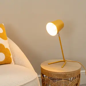 ValueLights Lark Mustard Yellow Metal Task Reading Compact Desk Table Lamp with LED Bulb