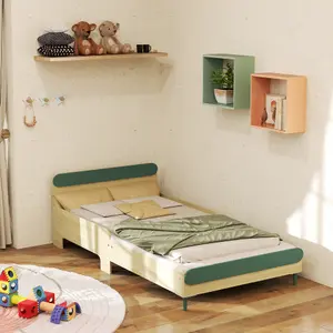 AIYAPLAY Toddler Bed, Kids Bed w/ Safety Rail, 195 x 103 x 60.5cm, Green