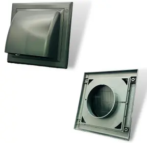 AirTech Grey Air Vent Grille Gravity Flap External Ventilation Cover Ducting (Cowl) 4" (100MM)