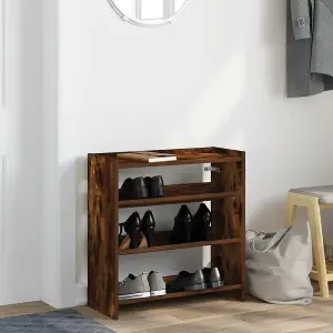 Berkfield Shoe Rack Smoked Oak 60x25x62 cm Engineered Wood