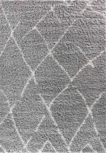 Moroccan Berber Shaggy Rugs Living Room Scandi Grey 200x290 cm