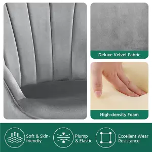 Yaheetech Light Grey Upholstered Velvet Armchair with Wing Side