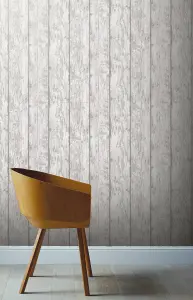 Arthouse Metallic Washed Wood Grey/Silver Wallpaper