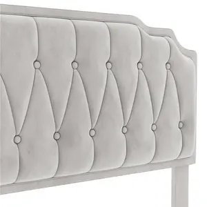 Upholstered Bed Frame with with Button-Tufted Headboard Beige / Double