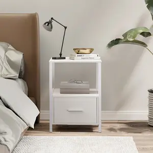 NS 1 Drawer Bedside Table White