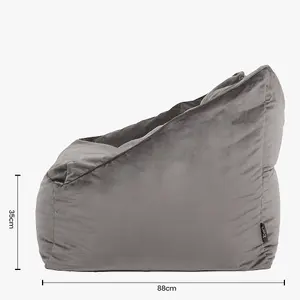 icon Natalia Velvet Armchair Bean Bag and Pouffe Set Charcoal Grey Giant Bean Bag Chair