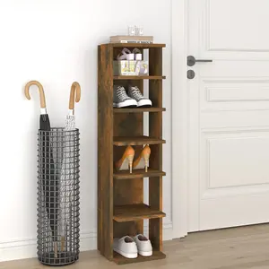 Berkfield Shoe Rack Smoked Oak 27.5x27x102 cm Engineered Wood