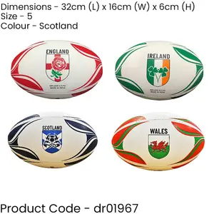 Size 5 SCOTLAND Rugby Ball - 4 Panel All Weather Rubber Rimple Stitched Ball