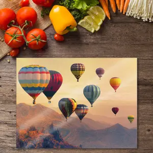 Premium 40 x 30cm 6mm Hot Air Balloon Worktop Saver Chopping Board Toughened