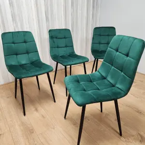 Dining Chairs Set Of 4 Green Tufted Chairs Velvet Chairs, Soft Padded Seat Living Room Chairs , Kitchen Chairs, Dining Room