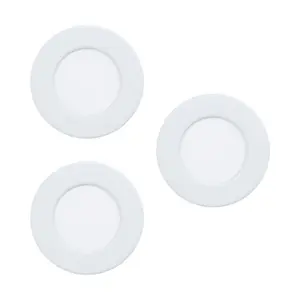 3 PACK Flush Ceiling Downlight White Steel 2.7W Built in LED 85mm 3000K