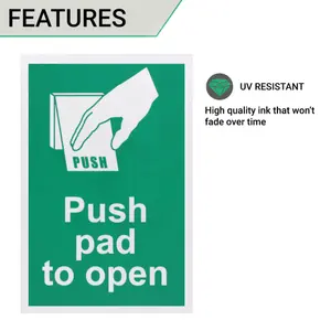 EAI - Push Pad To Open Sign 100x150mm Screw Fixed - Pack of 2