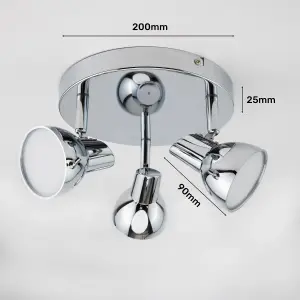 Apollo 3 X 5W Led Chrome Spotlight Round Plate