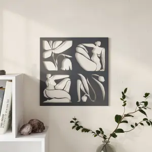 Decortie Aitus Modern Metal Wall Art Home Decorative Ornament, Black