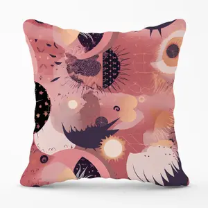 Abstract Red Pink Pattern Outdoor Cushion 45cm x 45cm