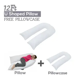 12FT U Pillow with FREE Pillowcase Maternity Pregnancy Support U Shaped Pillow