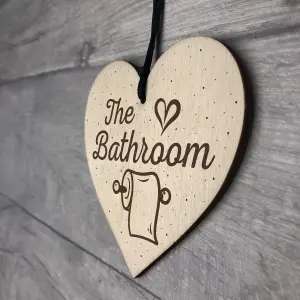 Red Ocean The Bathroom Shabby Chic Handmade Wooden Heart Sign For Toilet Bathroom Loo Plaque