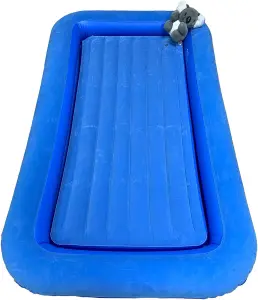 Vanilla Leisure Children's Inflatable Portable Air Bed Blue Flocked with Raised Sides