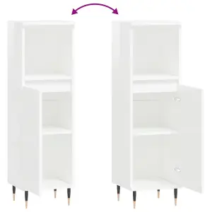 Berkfield Bathroom Cabinet High Gloss White 30x30x100 cm Engineered Wood