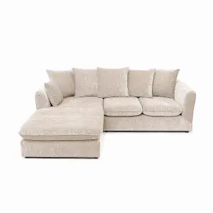 Lucas Water Repellent Velvet Chenille Left Facing Corner Sofa in Cream