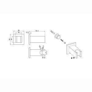 ENKI Chrome Square Brass Parking Bracket for Shower Head B21