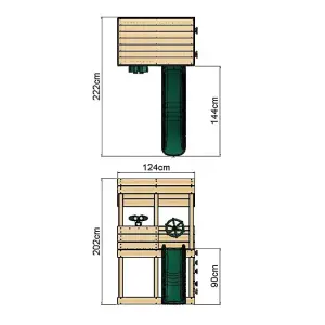 Rebo Children's Wooden Lookout Tower Playhouse with 6ft Slide - Adventure Set