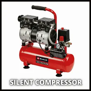 Einhell Silent Oil Free Air Compressor 57dB 79l/min 6L Portable 8 Bar Corded Electric 550W TE-AC 110/6 Silent Plus