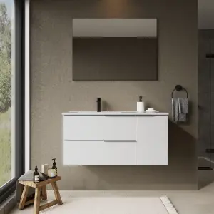 Banyetti Celtic Duo 1000mm Wall Hung Basin Unit with Door & Basin - Gloss White