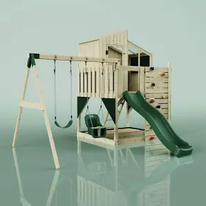 Rebo PolarPlay Kids Climbing Tower & Playhouse - Swing Jari Green