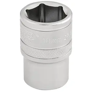 Draper 1/2" Square Drive 6 Point Metric Socket 18mm 16608