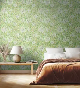 Hoopla Walls Honeysuckle Leaf Trail Duckegg Blue Smooth Matt Wallpaper