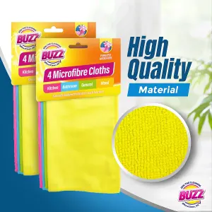 8pk Buzz Lint Free Microfibre Cleaning Cloths for Home 23 x 23cm, Microfibre Cloth, Microfibre Cleaning Cloth, Microfibre Cloths