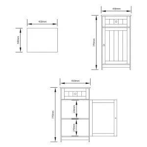 Lassic Hayle Matt Grey Freestanding Single Bathroom Drawer cabinet (H) 770mm (W) 430mm