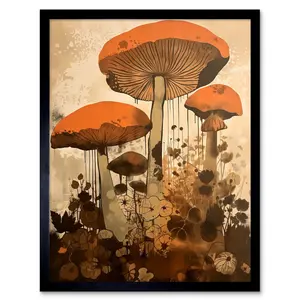 Mazonson Red Mushroom Fungi - Single Picture Frame Print