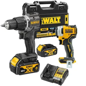 Dewalt 18v XR Brushless Twin Pack Compact Combi Hammer Drill + Impact Driver 4ah