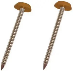 250 x Light Oak/Tan UPVC 30mm Poly Top Pins Plastic Headed Fascia Fixings