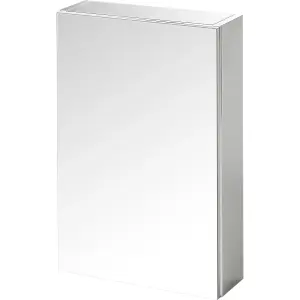 GoodHome Imandra Matt Silver Mirror effect Compact Single Bathroom Cabinet with Mirrored door (H)600mm (W)400mm