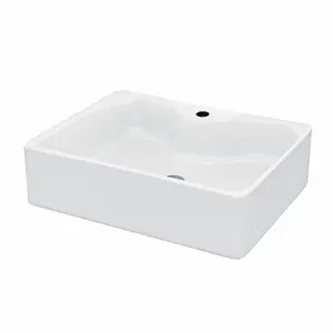 Neche White Rectangle Ceramic Bathroom Vessel Sink - 48.5cm x 37.5cm